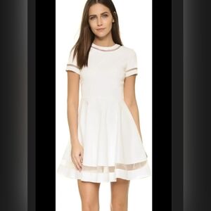 Alice + Olivia Fit And Flare Mesh Detail Mini dress Flawed